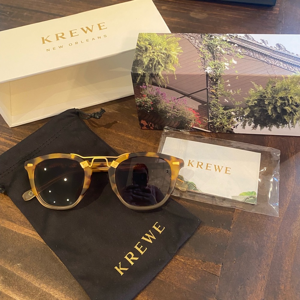 Krewe Sunglasses Beau Tortoise with Gold Hardware